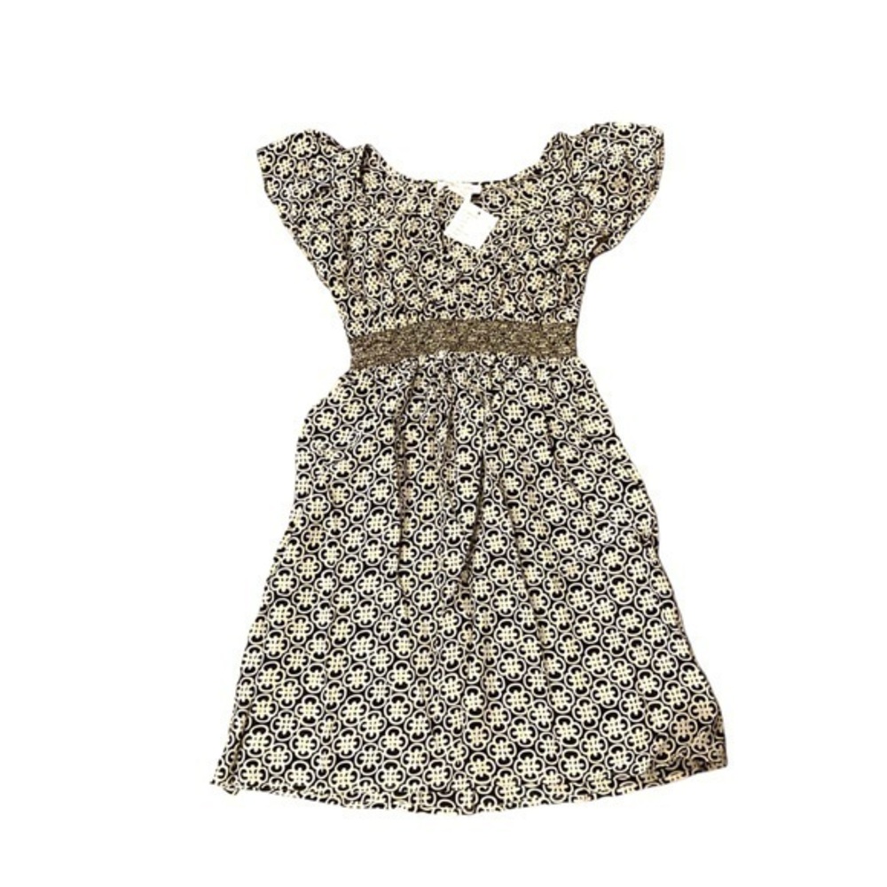 Cory Lynn calter black creamy tan silk dress
